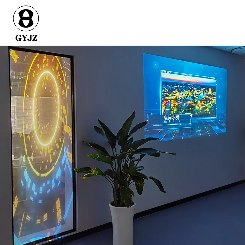 Gyjz лидер продаж прозрачная пленка для заднего проектора 3d голографическая задней проекции голограмма наружная реклама