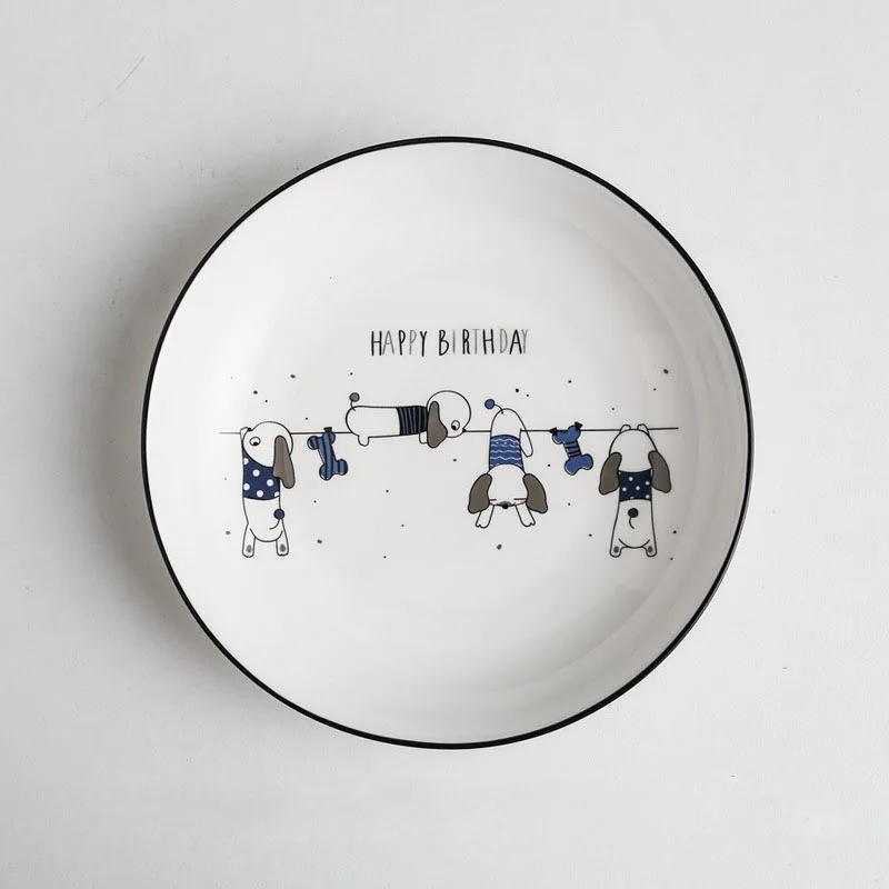 new arrival happy birthday cow european style porcelain dinnerware set