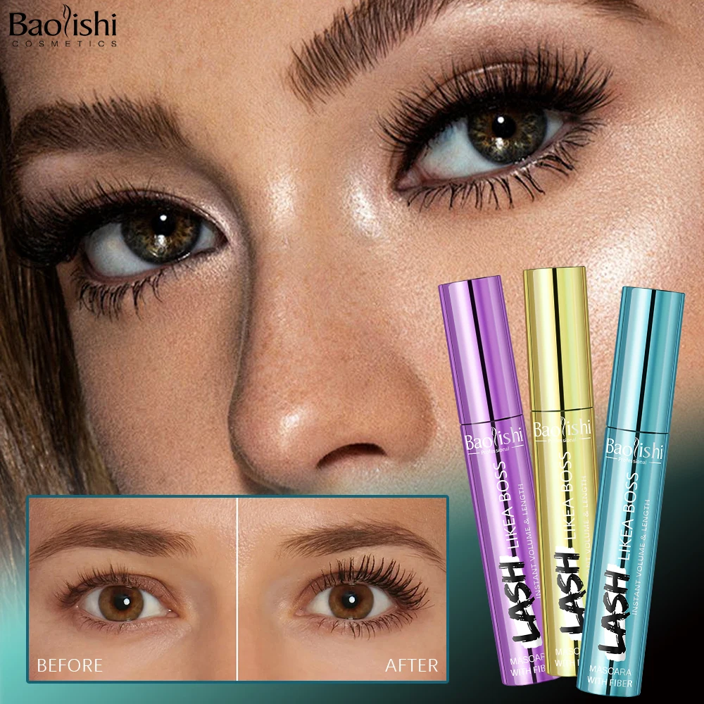 4D Black Mascara Volume Silk Fiber Mascara Thick Curly Long Eyelash Mascara Smudge-proof Eyelash Extension Eye Cosmetics