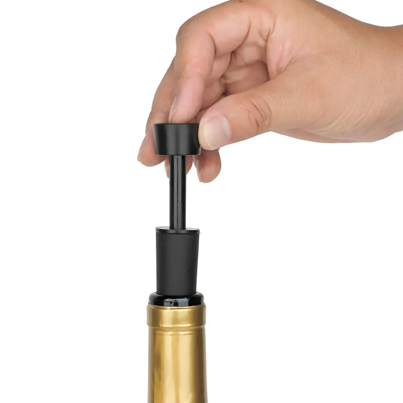 In Stock Wine Accessories Black ABS Silicone Vacuum Sparkling Wine Bottle Stopper Custom for Wine Bottles