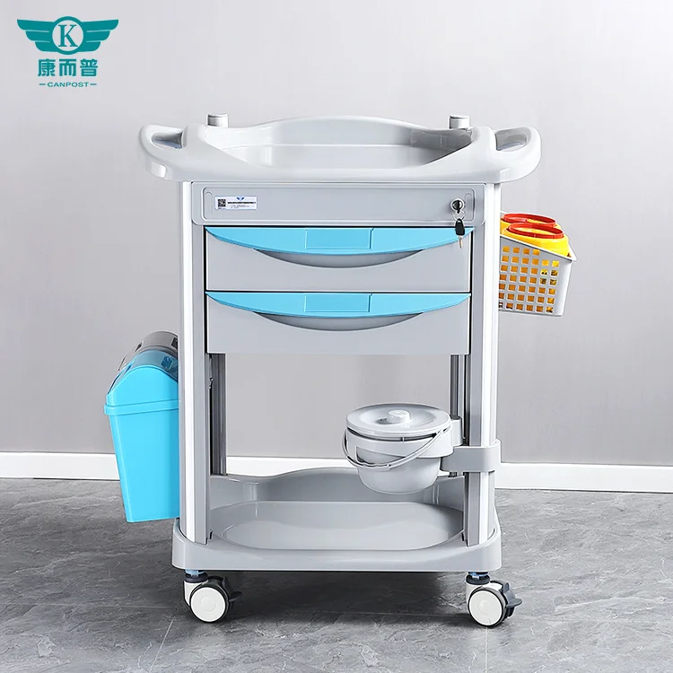 China manufacturer wholesale Hospital Equipment Therapy cart ABS Patient Nursing Treatment Cart Trolley Medical