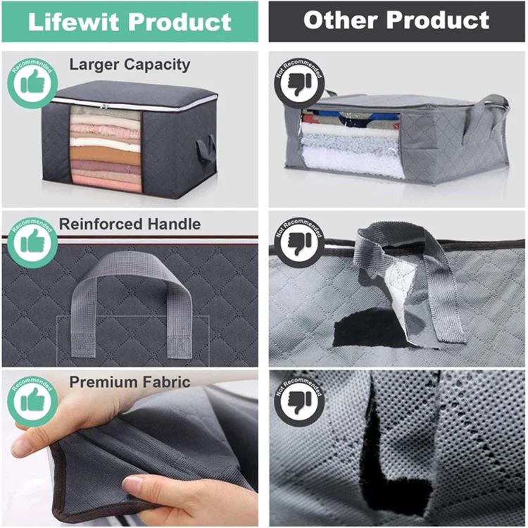 Cotton Linen Large Clothes Organizer Collapsible Folding Bed Thick Breathable Fabric Underbed Storage Boxes Bags