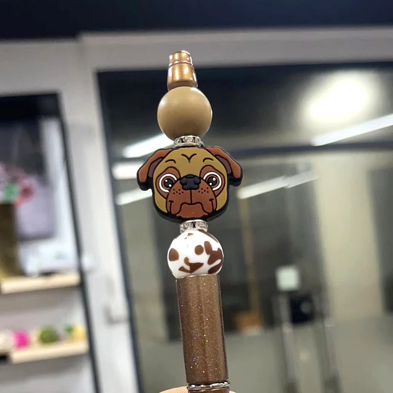 2024 New Soft Funny Animal Cow Shape Teething Beads Food Grade Silicone Focal Beads For Pen Making Beads And Charms For Pen Tops