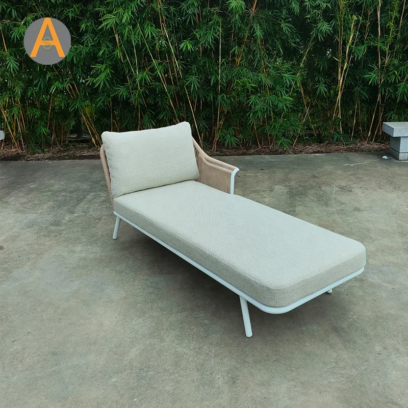 New Design Outdoor Furniture Beach SunBed Aluminum Rope Woven Outdoor Patio Pool Sun Lounger