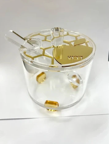 Judaica сотовый Дизайн Круглое люцитовое блюдо для меда