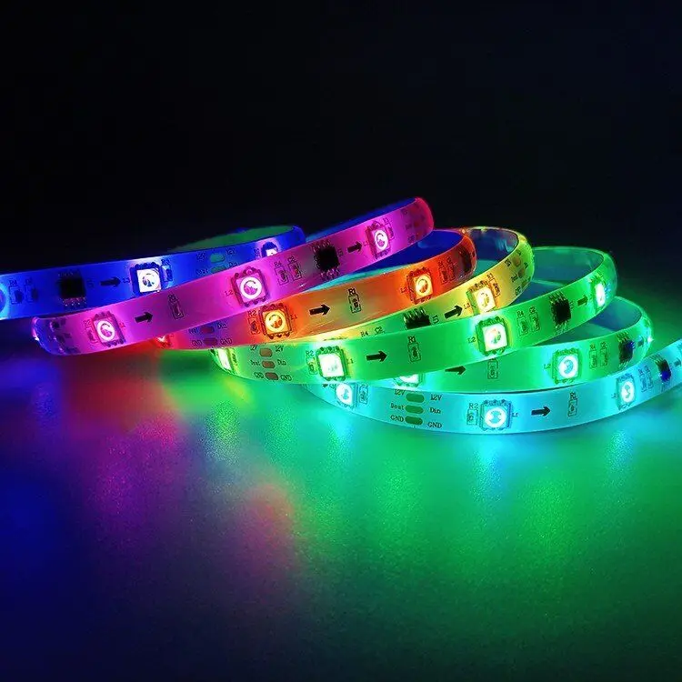 Оптовая продажа 12 В волшебная цветная светодиодная Гибкая Пиксельная лента Адресуемая rgb Светодиодная ws2811 19703 1903 IC пиксель ленточная
