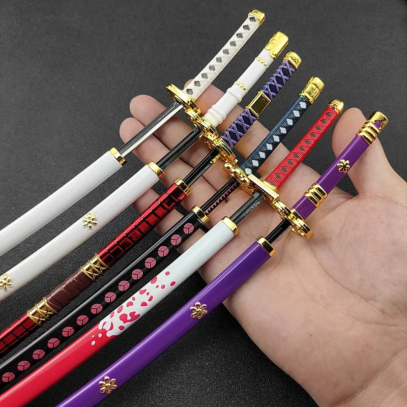 26cm Roronoa Zoro Katana Metal Sword Toy Anime Cosplay Knife Collection Japanese Ninja Samurai Katana Weapon Model Kid Toy Gifts