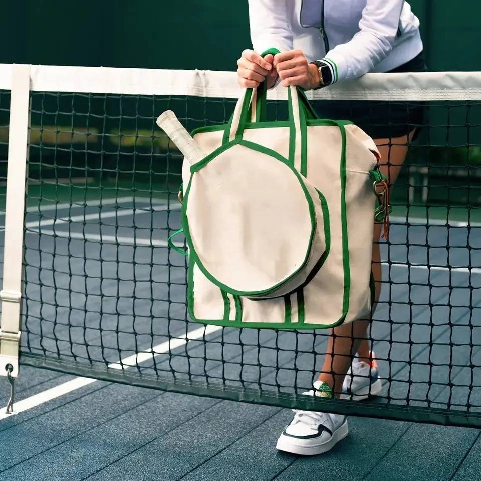 Women Premium Pickleba Bag Men Tennis Tote Bag Reversible Pickleball Paddle Kit Cotton Canvas Tennis Rackets Bags