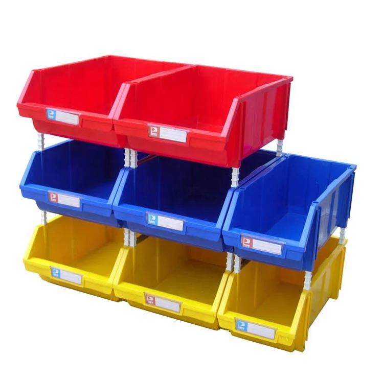 Colorful plastic bins storage boxes with white column