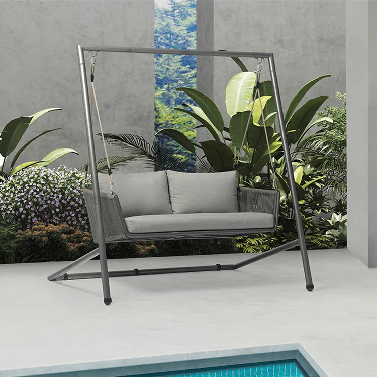 Couture Jardin Diva Outdoor Hanging Swing Chair Metal Frame Egg Double Seater Swing Chair With Cushions Patio Swing