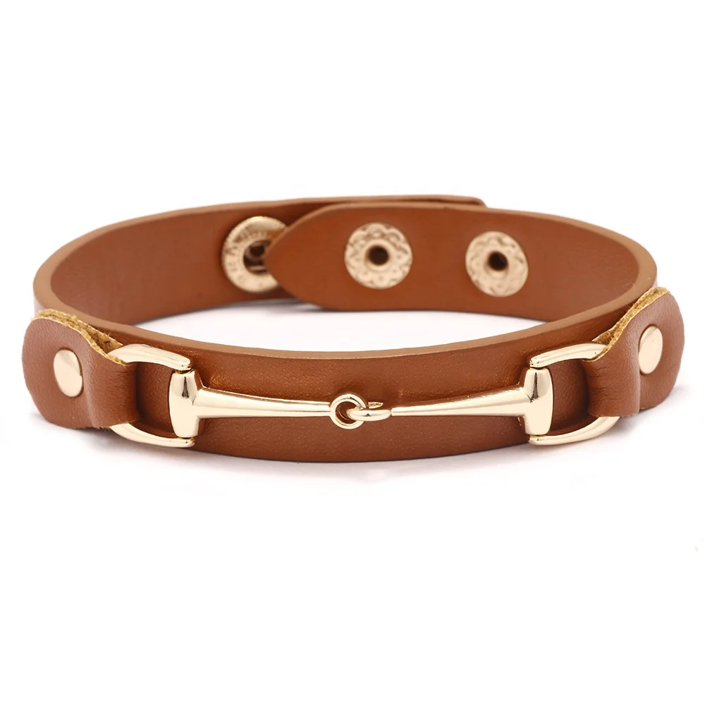 Women girls Korea style decoration chain adjustable leather bracelet