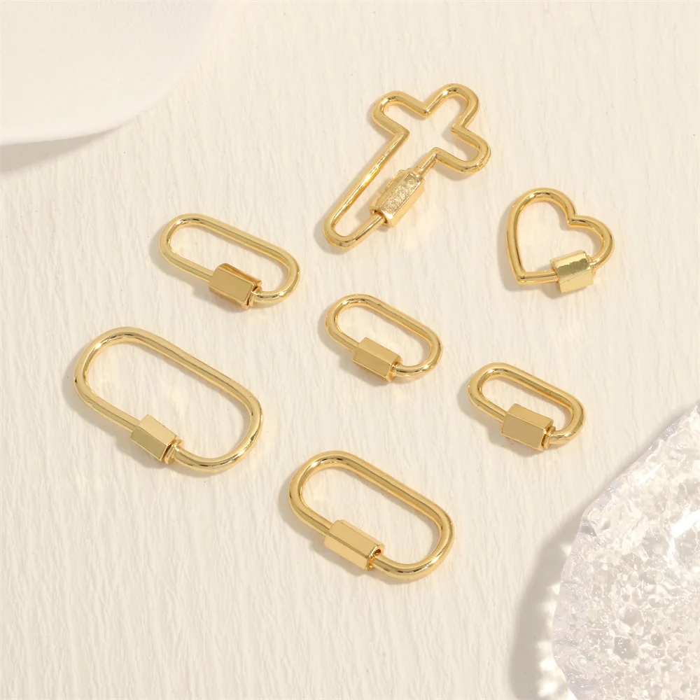 Jewelry Making Accessories Hanging Chain Spiral Locket heart star clasp brass charm pendant Carabiner Screw Lock Clasps