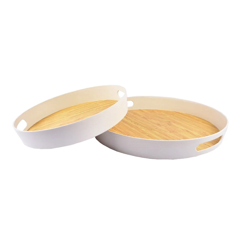 
13inches Latest eco biodegradable bamboo fiber serving tray with customized pattern 