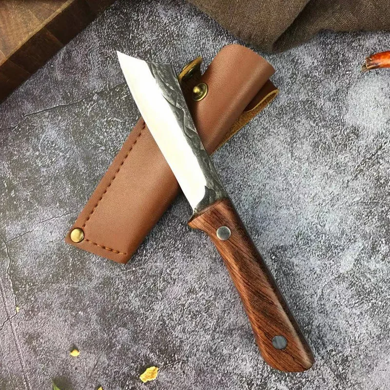 High Quality Full Tang Chopping Knife Forged Chef Knives Kitchen Sharp Utility Cutting Tool Red Rosewood Star Anise Handle