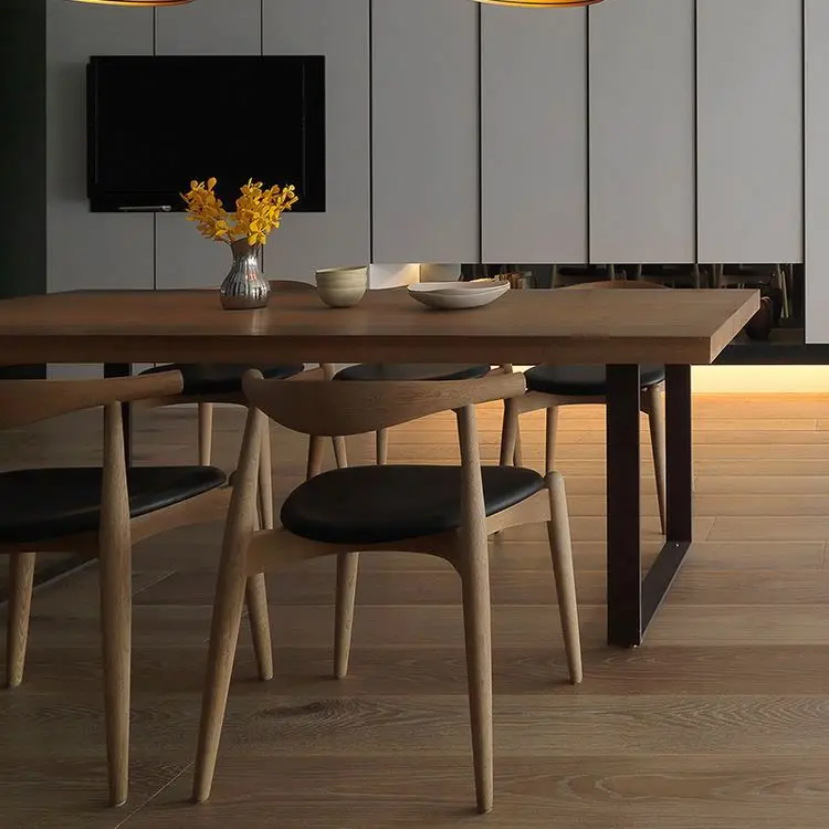 Modern Living Room Furniture Top Metal Frame Wooden Dining Table