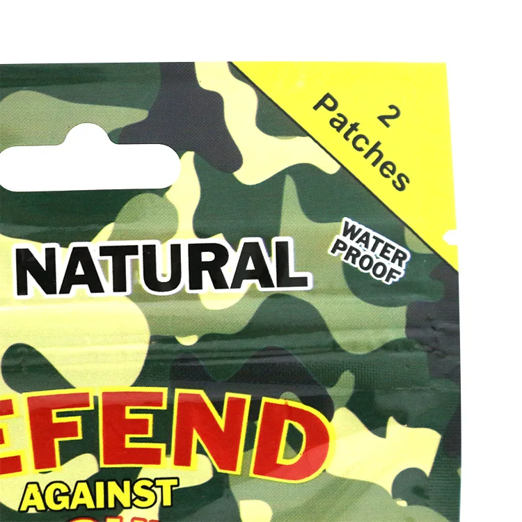 Wholesale customized design 2 pcs/bag natural plant baby mosquito insect repellent stickers patch packaging plastic zipper bags