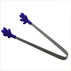 High quality 5.5 inch SS handle funny mini silicone stainless steel cube sugar ice food tongs