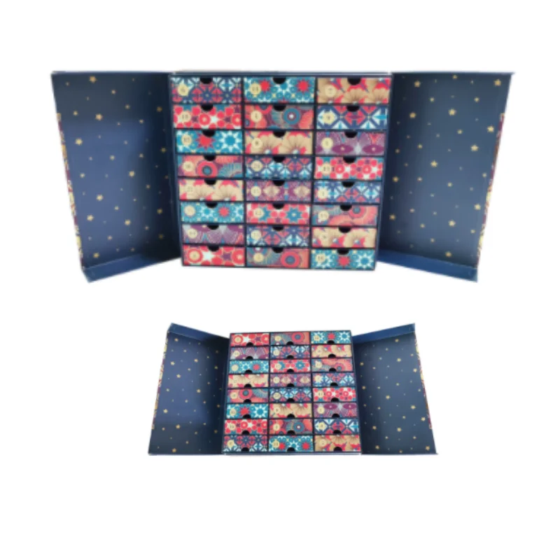 New Custom Advent Calendar Paper Gift Box Packaging For Cosmetic Christmas Beauty Makeup Set