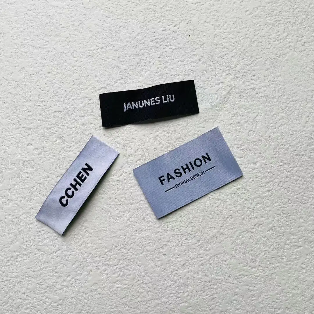 Sew on Clothing Accessories Custom Machine Woven  Name Neck Tags and Labels Sticker