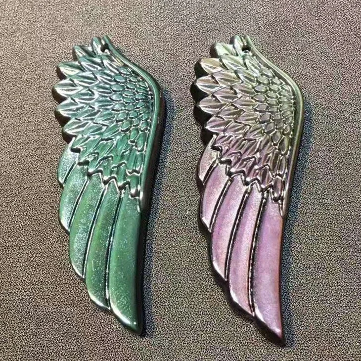 Wholesale natural carved crystal craft wings rainbow obsidian crystal angel wings