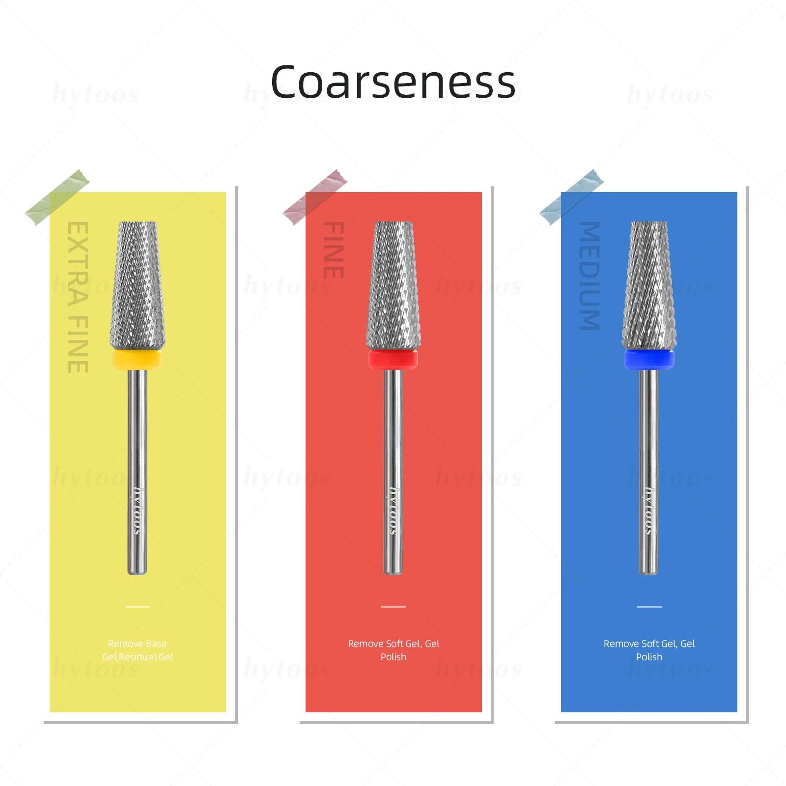 HYTOOS Flat Top 5 in 1 Nail Drill Bits Cross Teeth Carbide Tapered Nail Bit Remove Gel Electric Drills File Manicure Accessories