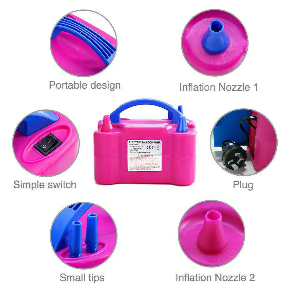 Fast And Easy Balloon Pump Electric Air Blower Dual Nozzle Portable Balloon Inflator For Balloons For Event Party Decoration