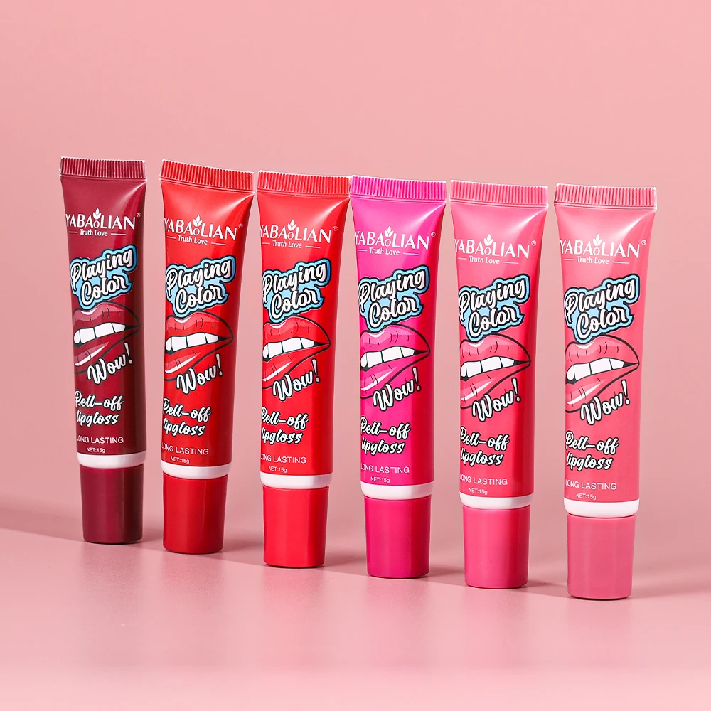 6 Colors Peel Off Liquid Lipstick Waterproof Long Lasting Lip Gloss Mask Moisturizer Lipgloss OEM ODM Private Label Service