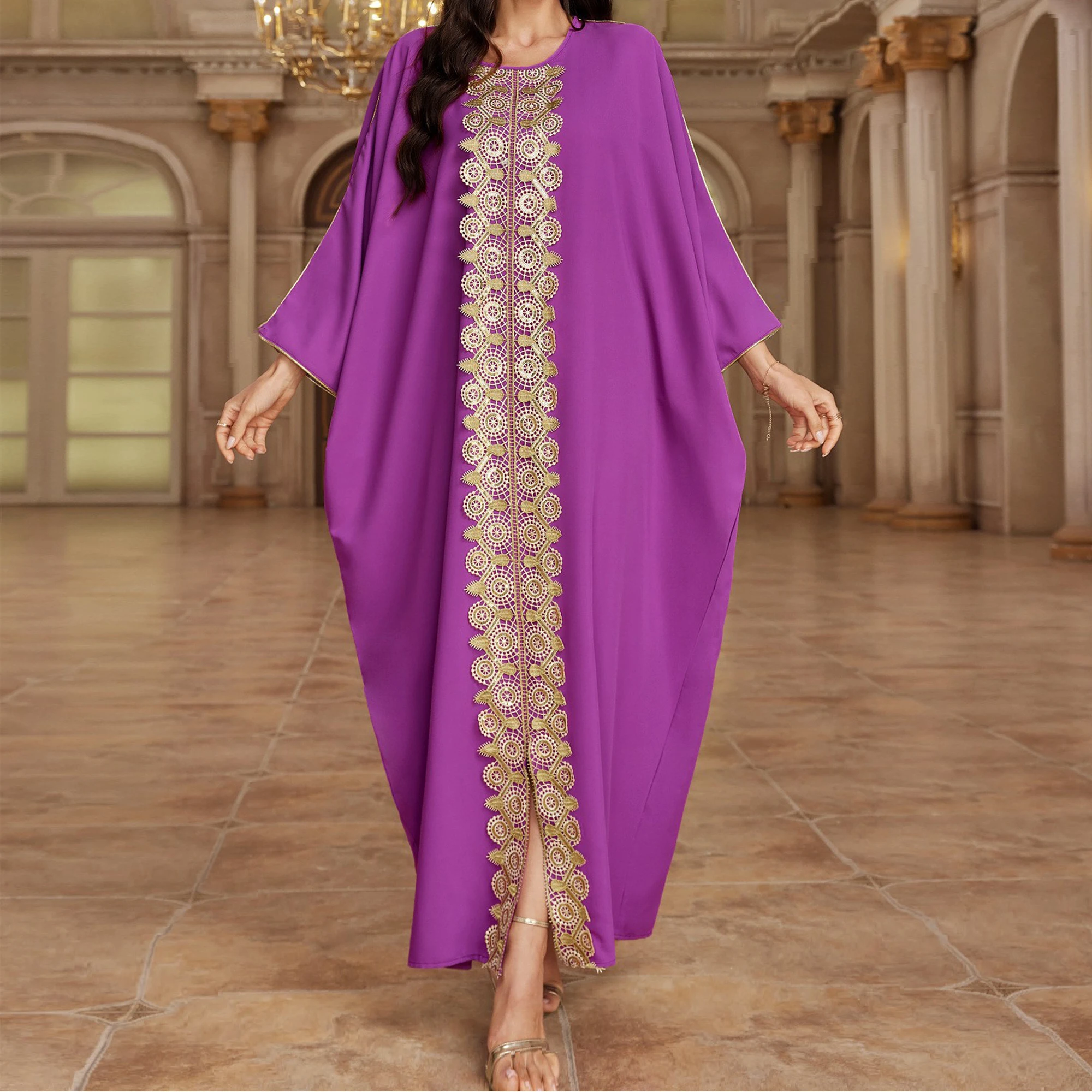 Custom Middle East Dubai Ethnic Style Embroidery Long Sleeve Muslim Uniform Dress Islamic Clothing For Women