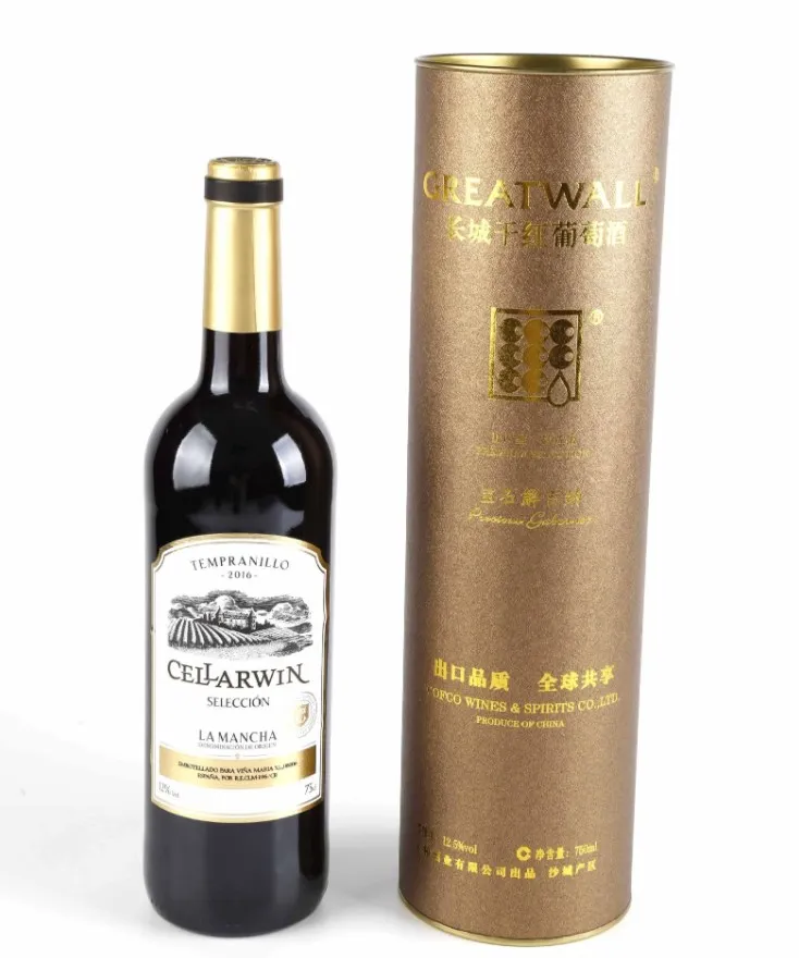 Custom Eco Friendly Cardboard Cylinder Round Gift Paper Tube For Wine Bottles Packaging