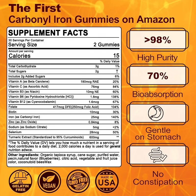 Womens Daily Multivitamin gummies candy with Vitamin Iron gummy for Immune Support Increased Vitality and Reduced Fatigue