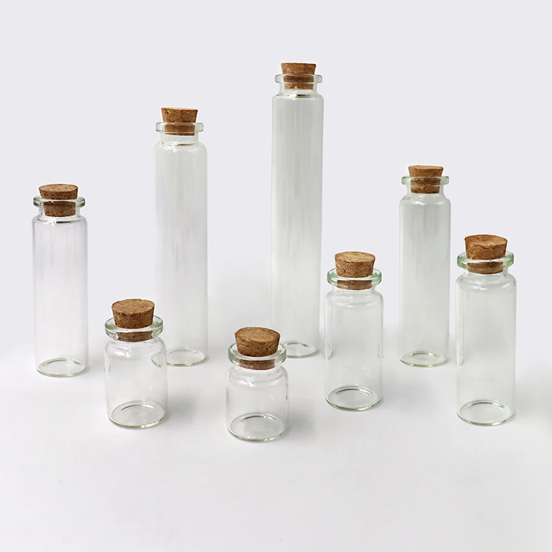 Mini Bottles With Cork Lids Wishing Message frosted clear Glass Bottles Vials Pudding Glass Jar With Cork Wooden Stopper Label