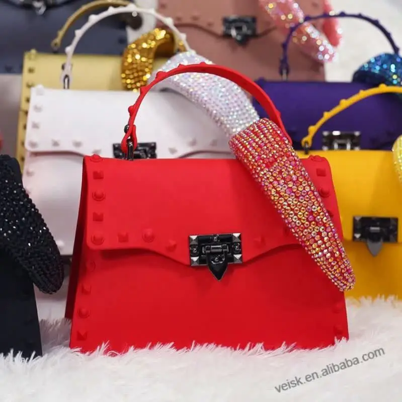 Sets Headbands Rhinestone Shoulder Purses and Handbags Women Hand Bags Ladies 2022 Summer New Arrival PVC Jelly Bags Luxury Bags