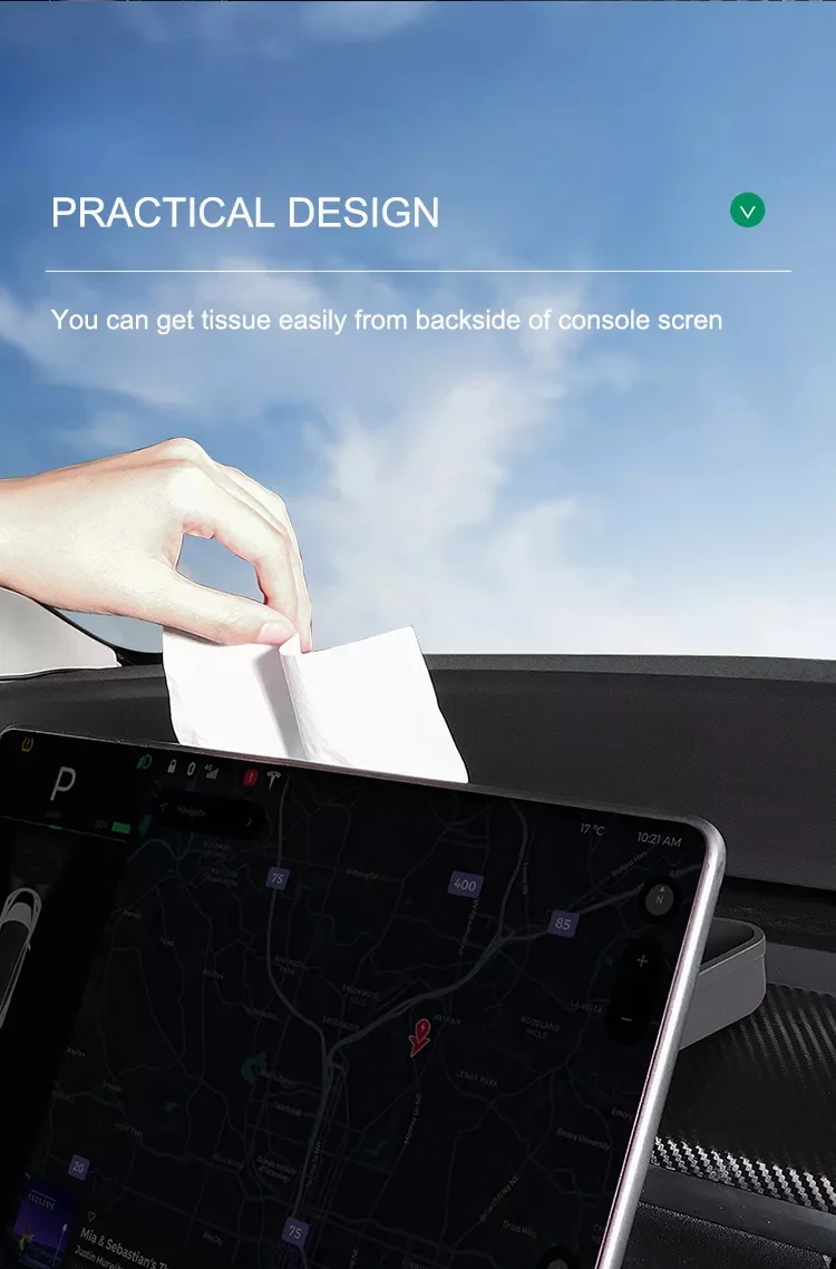 Direct Factory Center Screen Console Tray Organizer Silicone Behind Screen Storage Model 3/Y Tissue Holder