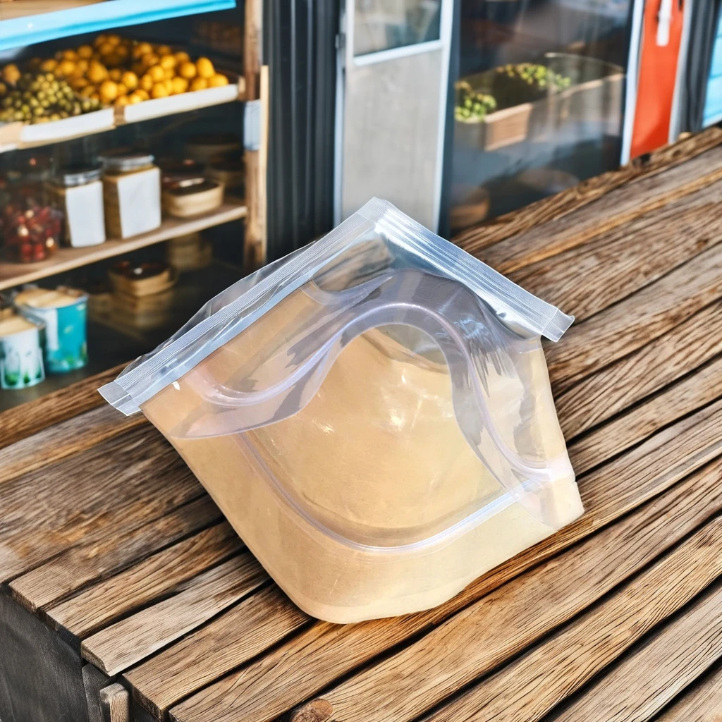 Customizable Brown Kraft Paper Stand Pouch Recyclable Aluminized Film Sealed Zipper Bag Reusable for Tea Milk Sushi Packaging