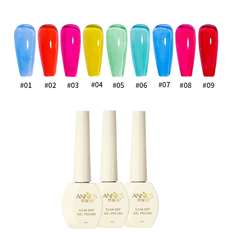 9 Colors Ice Penetration Soak off Gel Nail Polish Set for Nail Art Design Soak off UV Neon Nail Gel Polish Led Lamp UV Gel