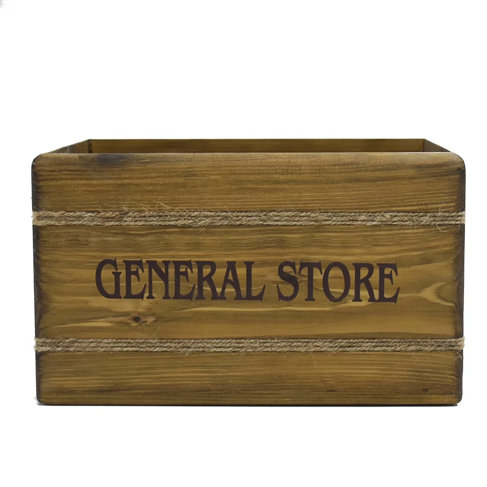 Amazon Wooden Crate for Storage Decorative Wood Boxes Home Books Clothes Toys Box Basket Bin