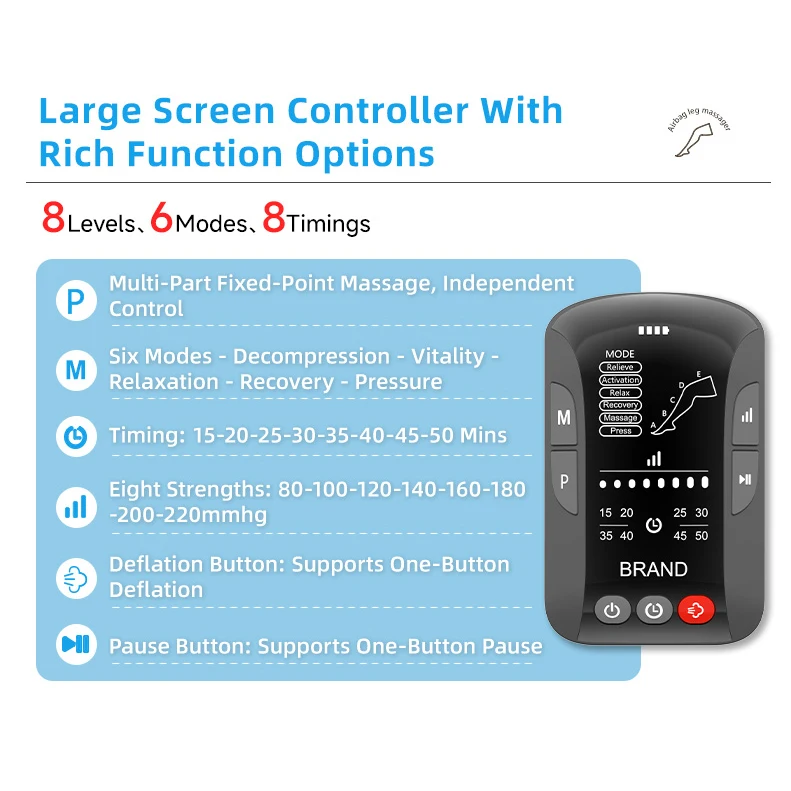 oem masajeador de foot massager machine lymphatic drainage pneumatic air recovery pressotherapy leg compression boots 8 chamber
