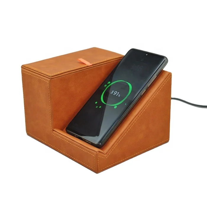 Qi Standard Wireless Mobile Phone Charging Station and Power Station with Tissue Box