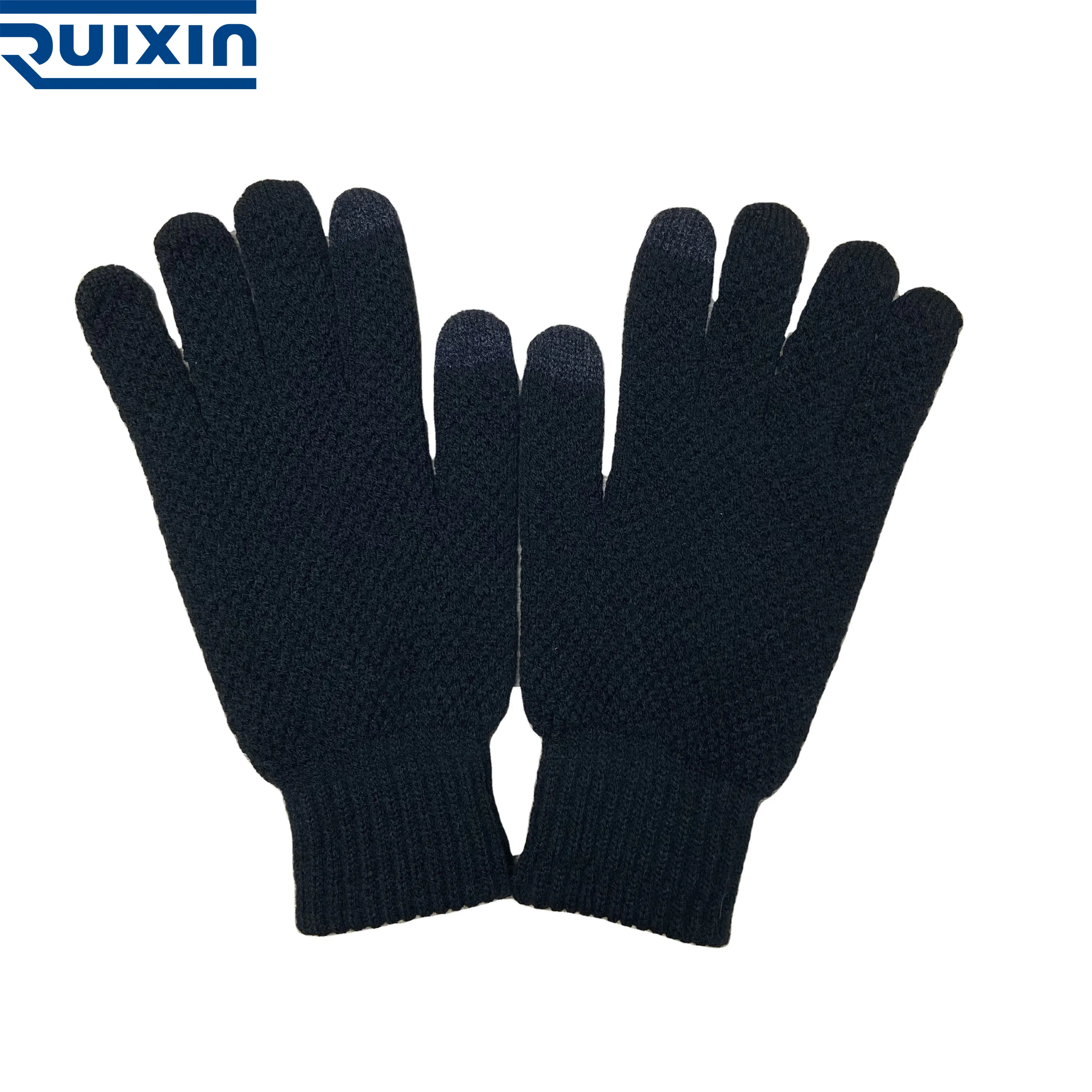 Custom Magic Touchscreen Winter Knitted Acrylic Gloves With Fleece Lining Polar Fleece Custom LOGO Adult Kids Saftey Gloves