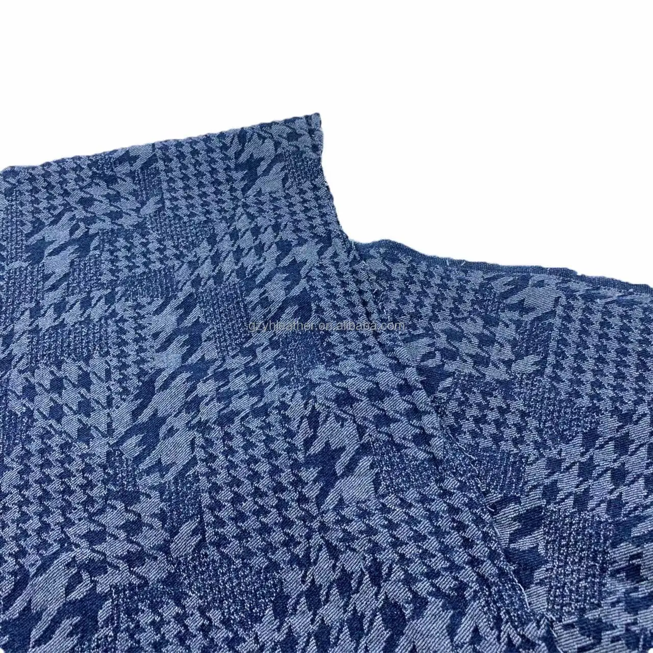 Jacquard Houndstooth Plain Pattern Printed Denim Fabric For Jean Dress  Denim Shirt Bag