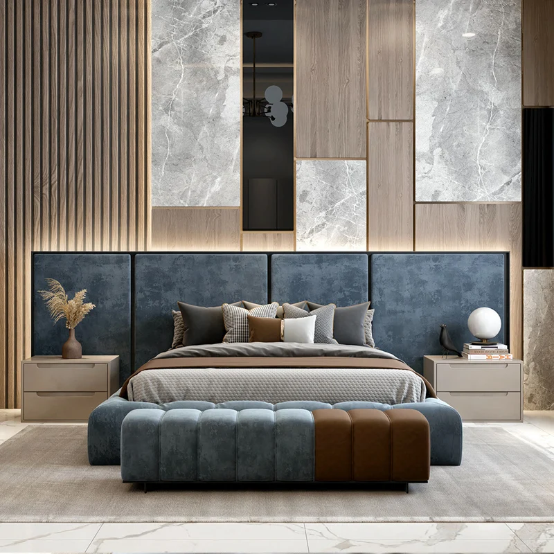 Modern five-star hotel wholesale full set of single double bed bedroom furniture linen linen bed
