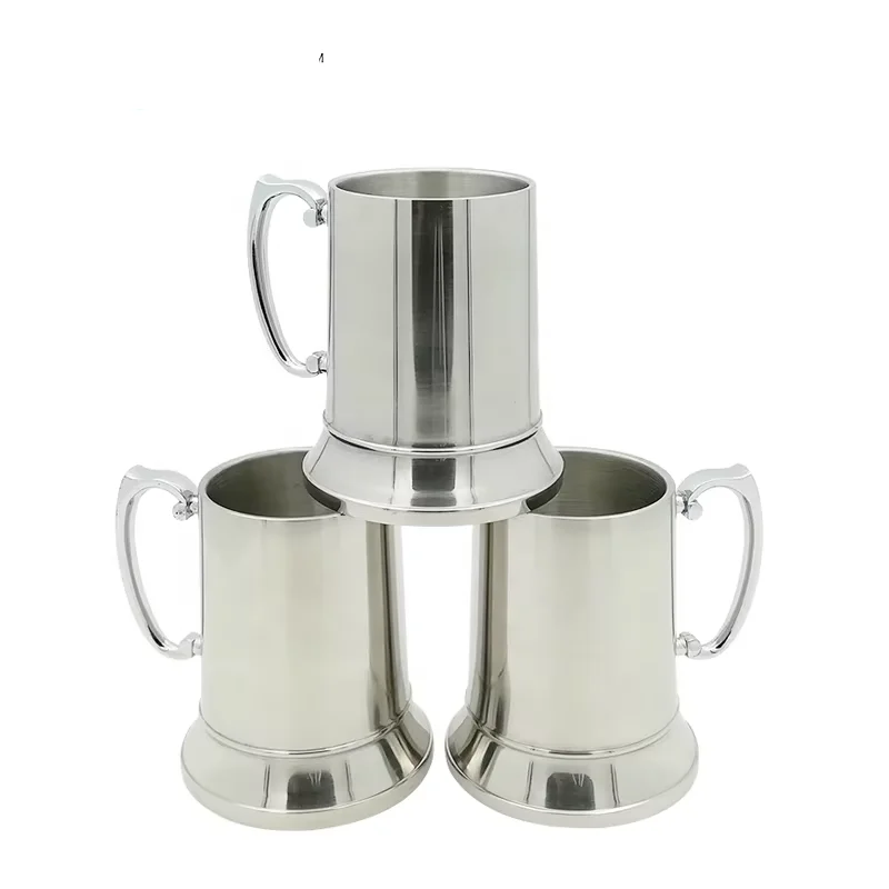 Double Wall Eco Friendly Tumbler Vacuum Insulated Beer Cup Stainless Steel Mug Tankard With Handle