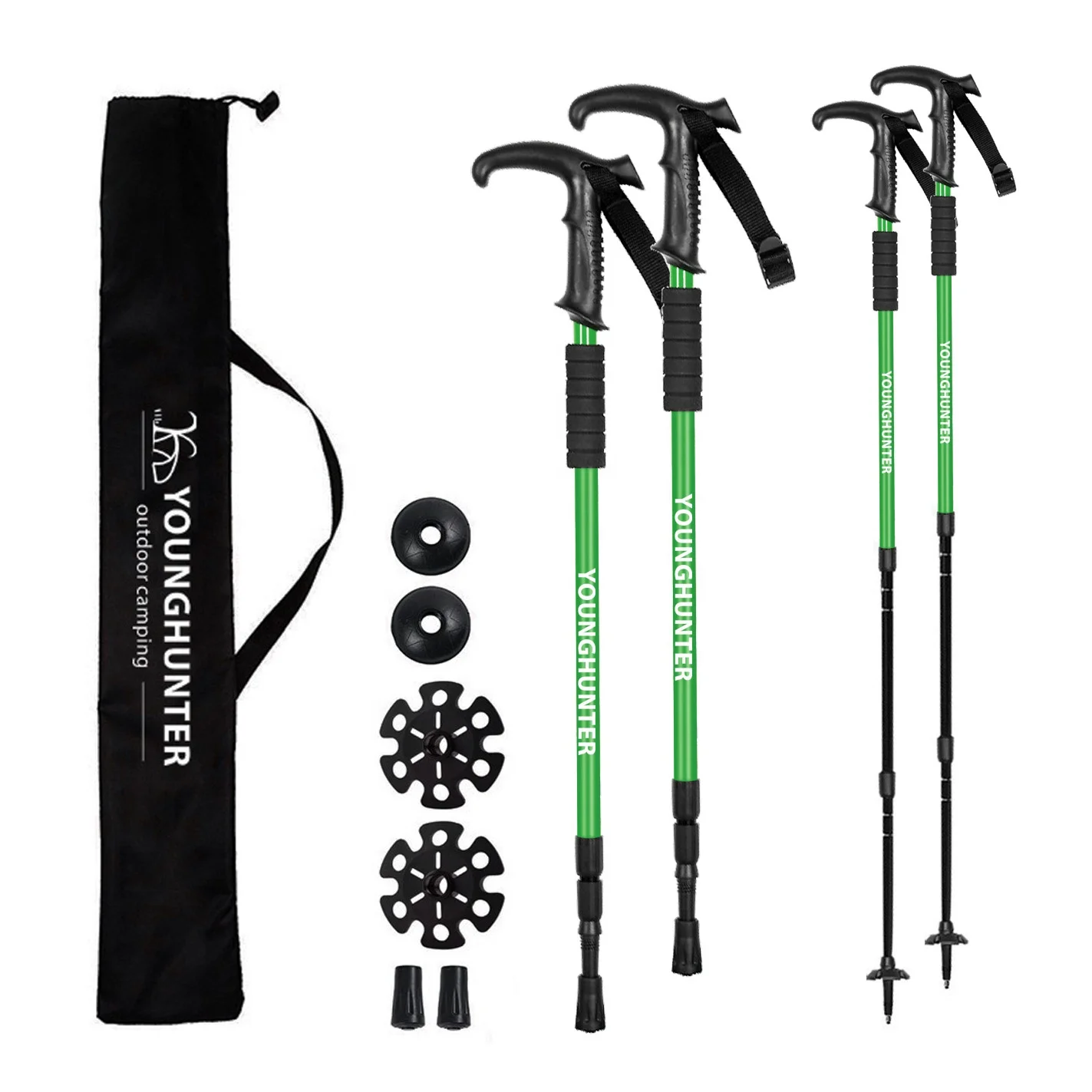 3 Section Aluminum old people telescopic carbon fiber hiking smart folding cane walking stick