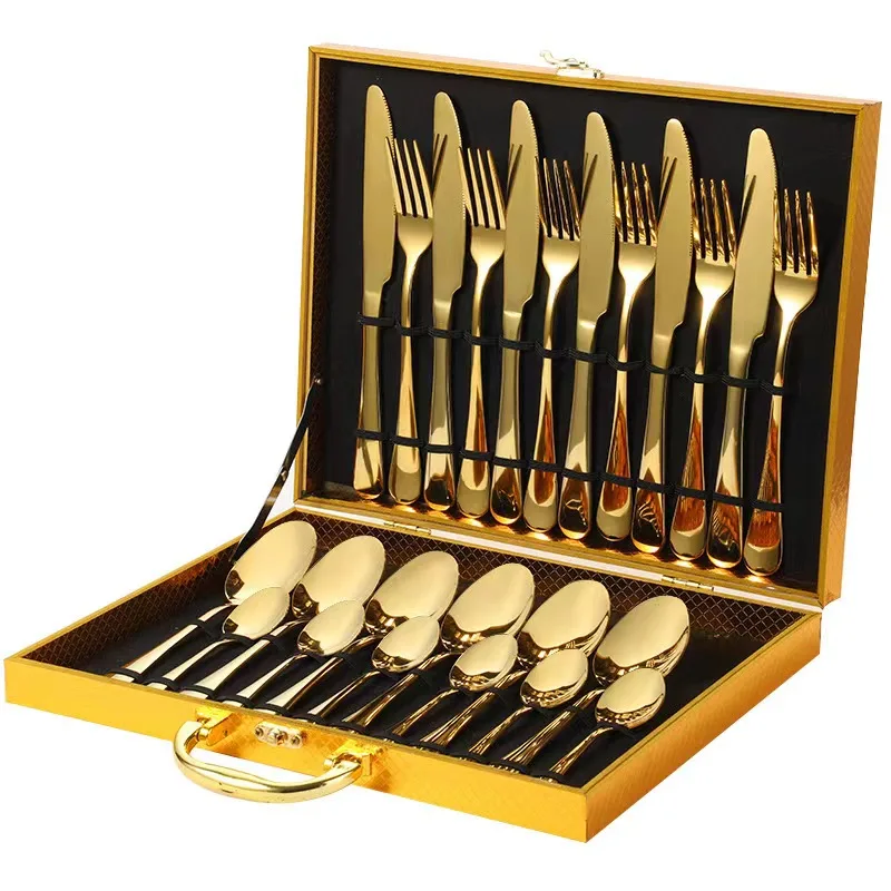 Eco Friendly Portugal Hotel Restaurant Matte Brilliant Mirror Gold Plated Cutlery