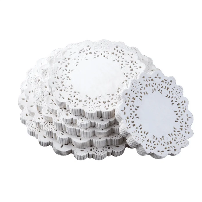 4 6 8 10 12 Inches disposable greastproof mini white round placemats lace paper cake coffee cup doilies White Paper Lace