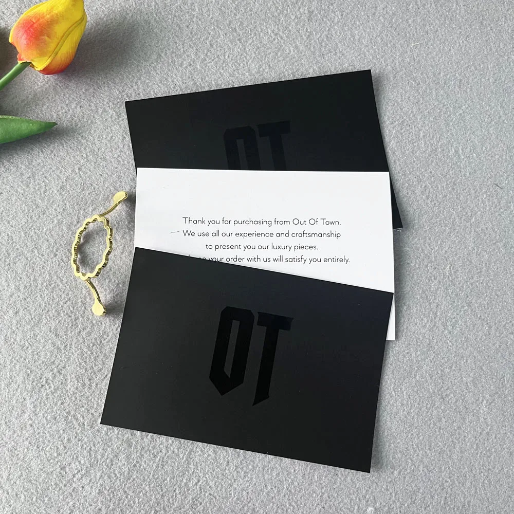 Wholesale Custom Printing UV Black Gold Foil Envelope Thank You Cards  For Business Guests Wedding Birthday Greeting