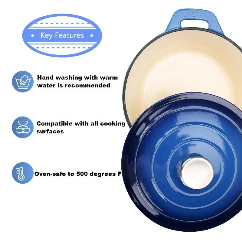 Manufactures Direct Sales Round Customized Cooking Pots Cast Iron Sets Cookware Casserole Dutch Oven Hot Pot