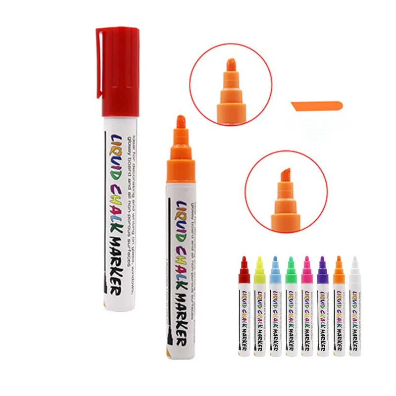 6mm Reversible Tip Erasable Fluorescent Liquid Chalk Marker For Chalkboard, Glass, Plastic, Ceramics, Windows
