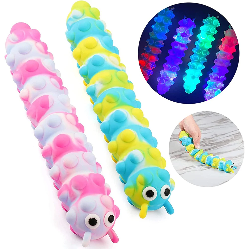 22 Kids Children Rainbow Silicone Squid Pop Led Light Bubble Suction 3D Squidopop Fidget Toys With Certificate