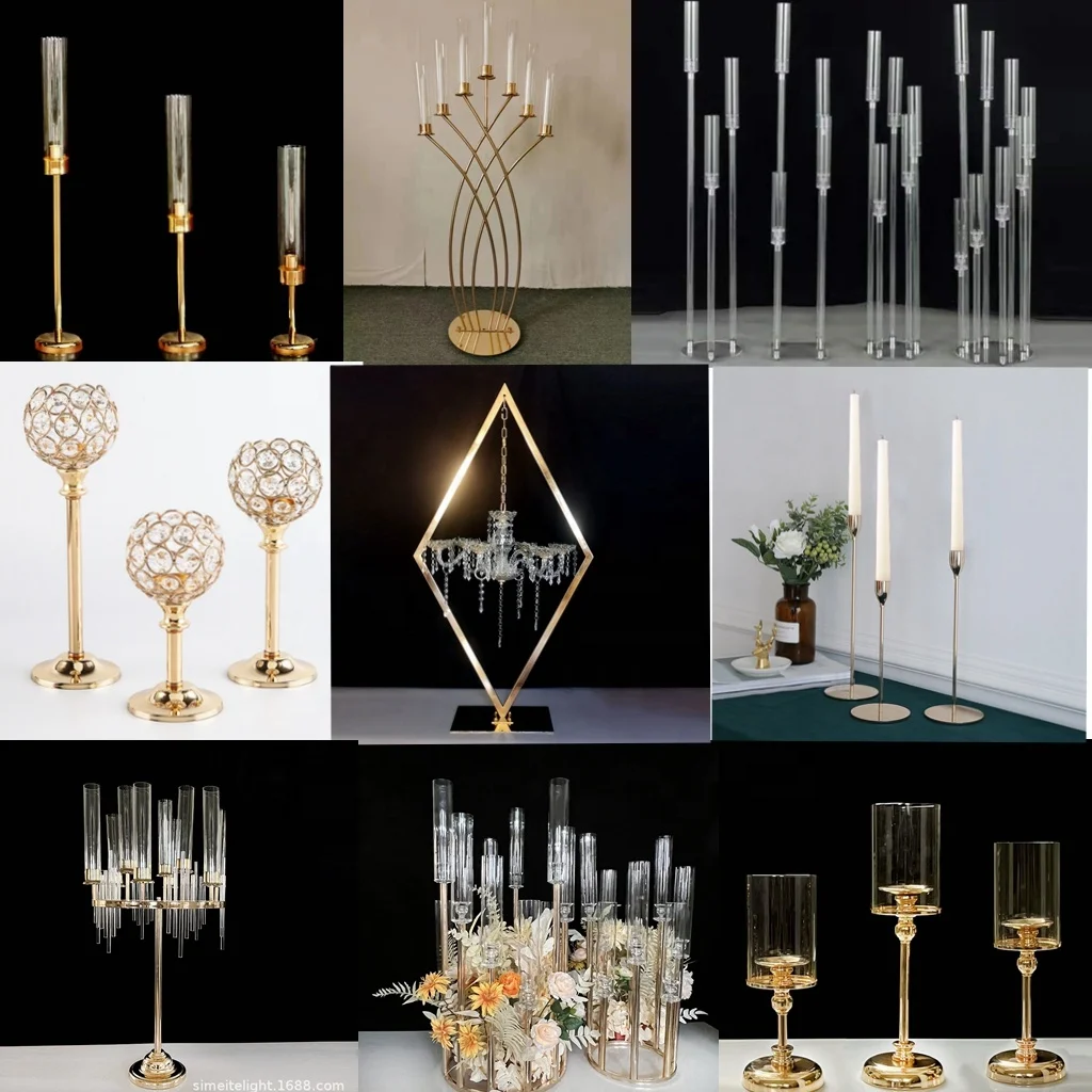 Ourwarm Unique 8 Design Custom Wedding Backdrop Arch Stand Frame Decoration Gold Metal Square